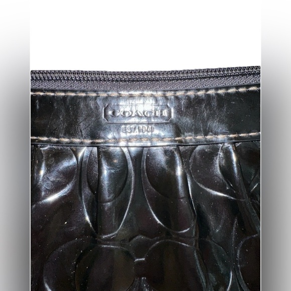 Coach VTG Y2K Monogram Patent Black Leather Wristlet Coin Purse NO WRIST STRAP - Picture 7 of 14